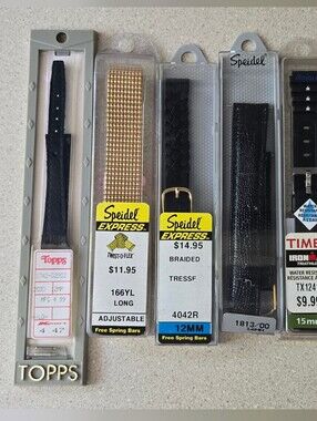 NEW OLD STOCK Timex, Spiedel, And Topps Leather Watch Bands Lot